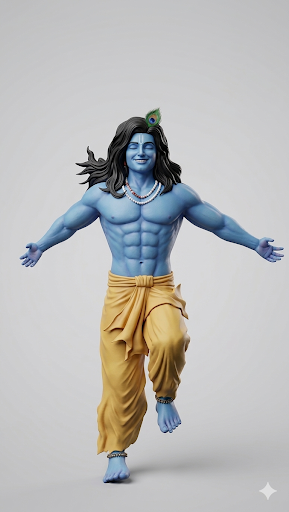 Shree Krishna Wide Hands 3D Model (5 Inch)